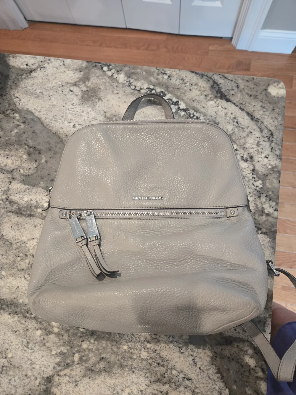 Michael Kors Pebbled Leather Backpack in Light Gray